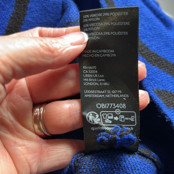 Anthropologie The Nina Short Sleeve Mock Neck Mod Mini Dress Blue Black XSP NEW - Picture 11 of 14